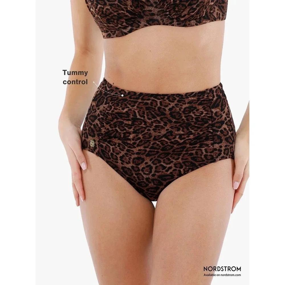 NEW Popilush Shapewear Ruched Tummy Control Bikini Brief Leopard Print XL